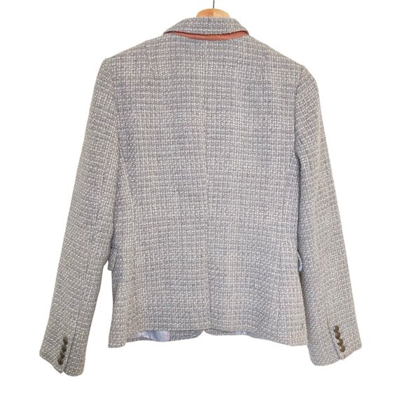 Banana Republic GEO Tweed Academy Blazer Gray White Lined Size 6 Wool Blend - Picture 4 of 15